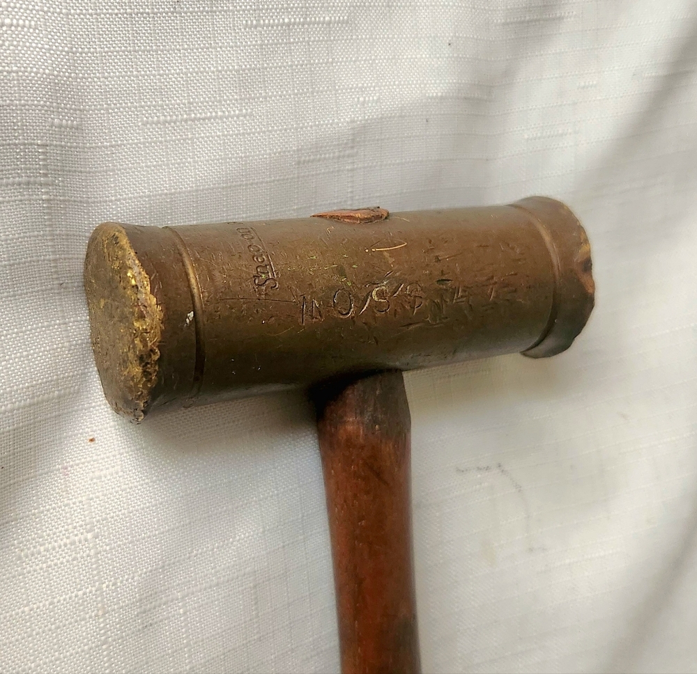 Snap-On Rare Vintage Brass Hammer BH32 USA Made Still Has Original Wood Handle